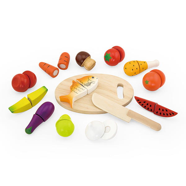 Viga Wooden food playset My Cutting Dinner Chopping board role play toy Kitchen