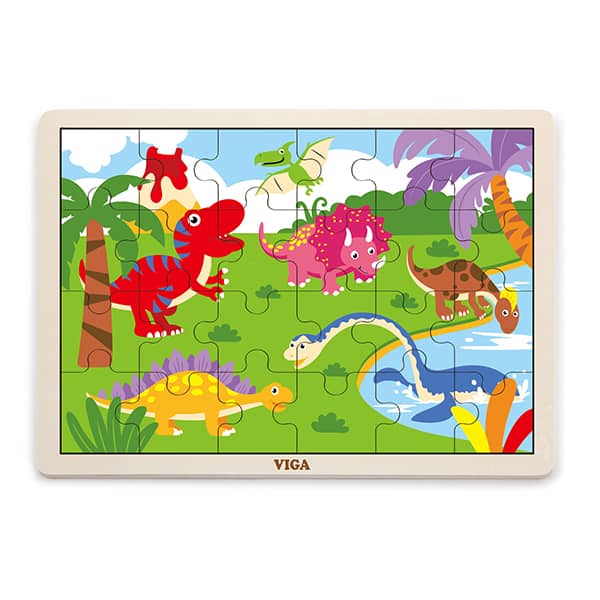 51460   Wooden 24- Piece - Puzzle-Dinosaur