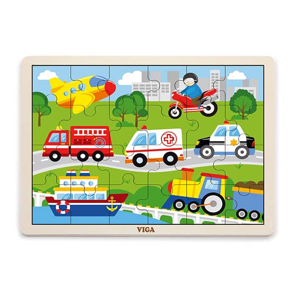 51462  Wooden 24- Piece - Puzzle-Vehicles
