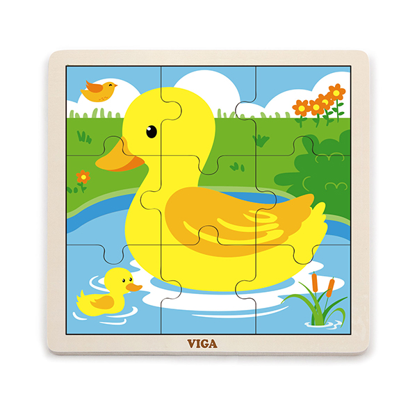 51436  Wooden 9 Piece Puzzle -Duck