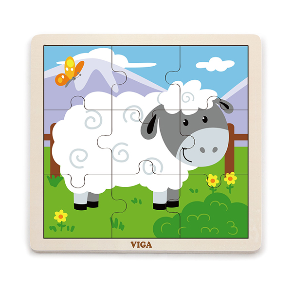 51437  Wooden 9 Piece Puzzle -Sheep