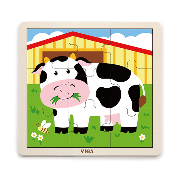 51438  Wooden 9 Piece Puzzle -Cow