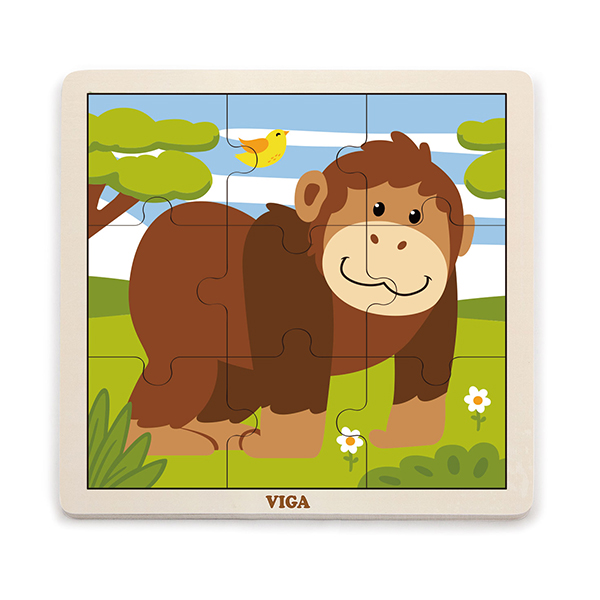 51440  Wooden 9 Piece Puzzle -Chimpanzee