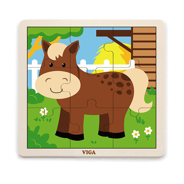 51439  Wooden 9 Piece Puzzle -Horse