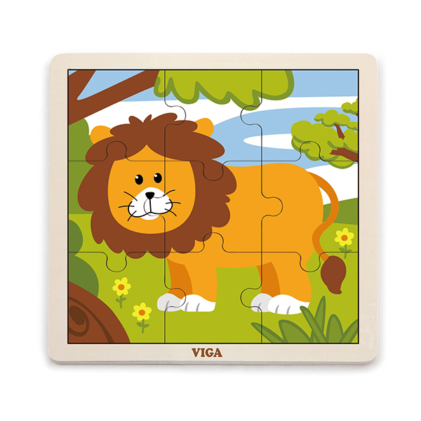 51442  Wooden 9 Piece Puzzle -Lion