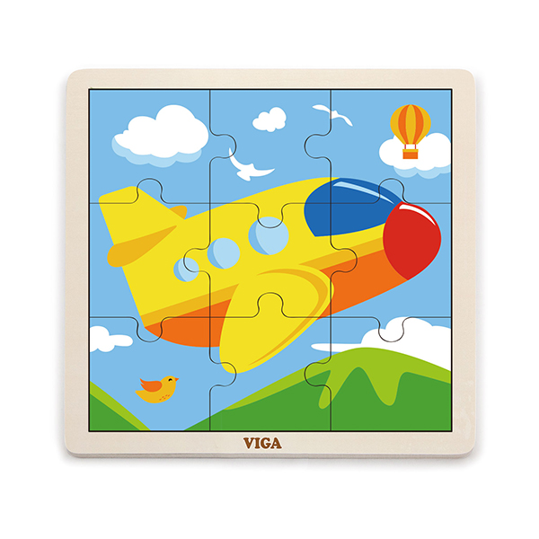 51447  Wooden 9 Piece Puzzle - Airplane