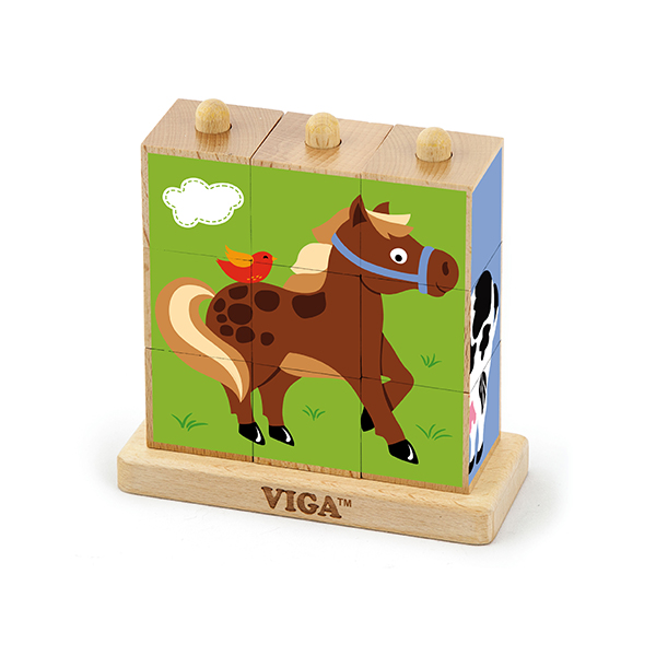 50833   9 pcs Stacking Cube Puzzle- Farm Animals