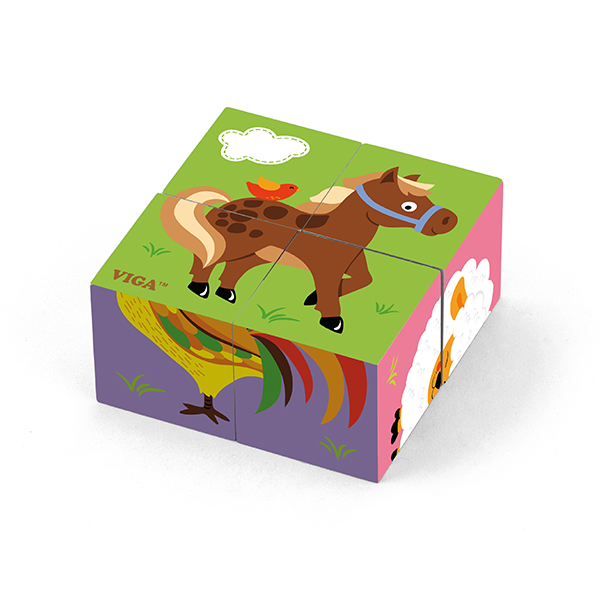 50835 4pcs 6- side Cube Puzzle- Farm Animals