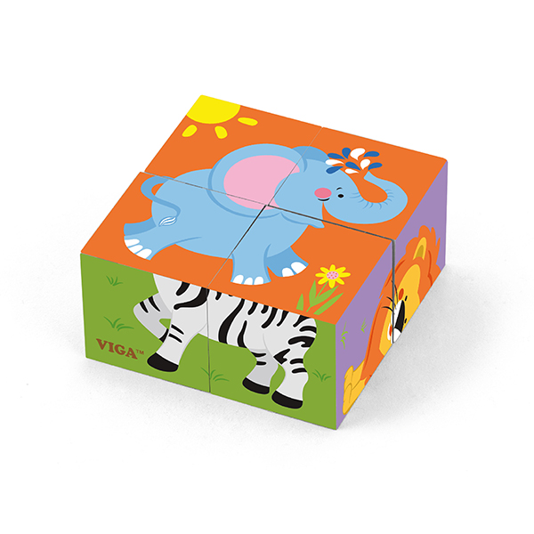 50836  4pcs 6- side Cube Puzzle- Wild Animals